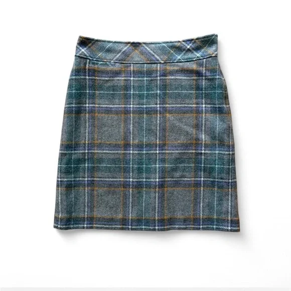 L.L. Bean Plaid Pencil Skirt - Gray and Blue - Picture 1 of 6